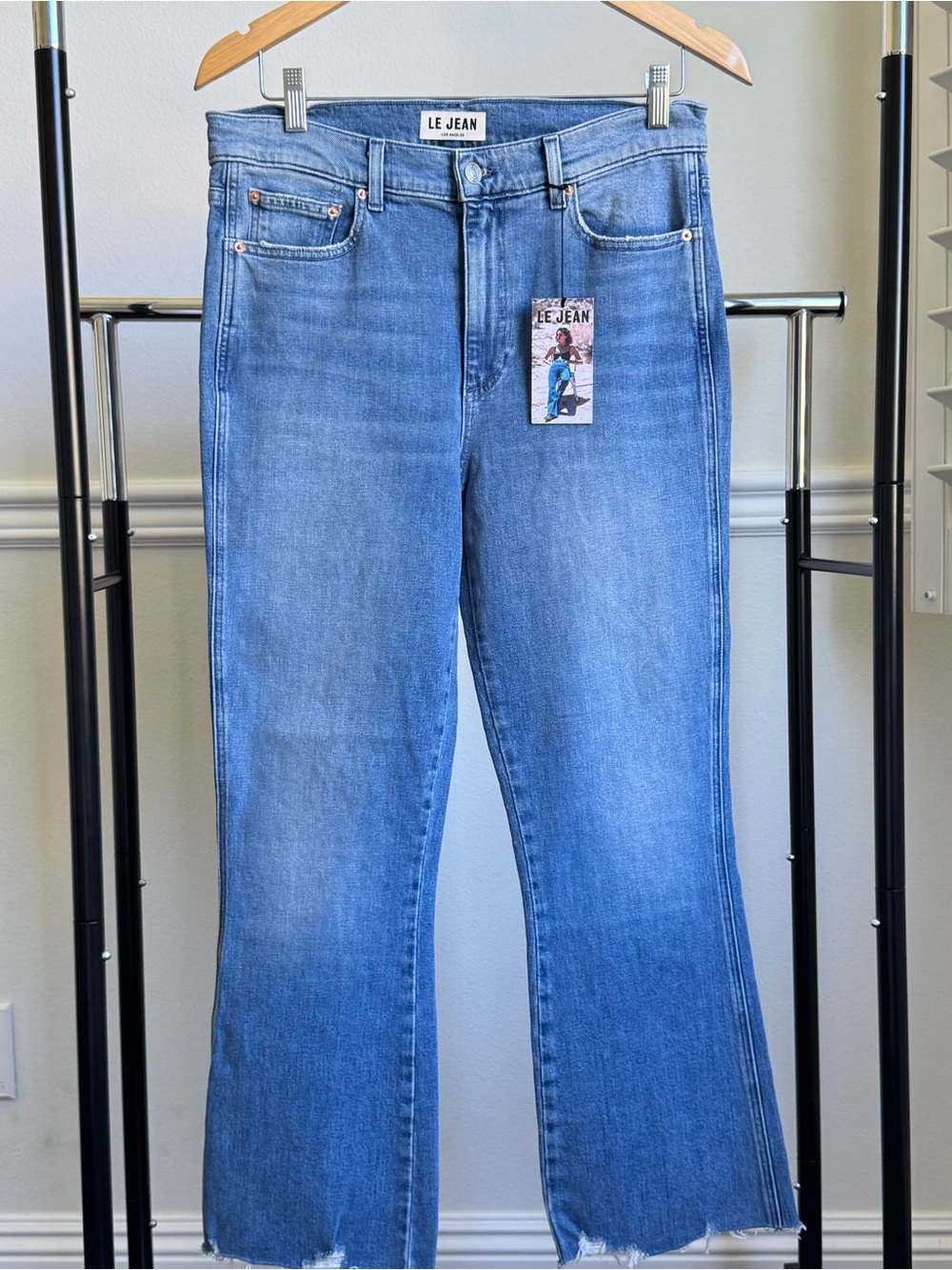 LE JEAN Bella Crop Flare jeans Size 29 Blue Row Hem made in USA  NWOT